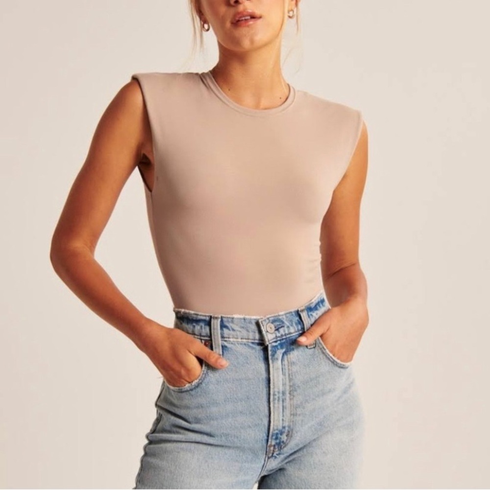 Abercrombie & Fitch Cap Sleeve Bodysuit, Tan/Nude, S